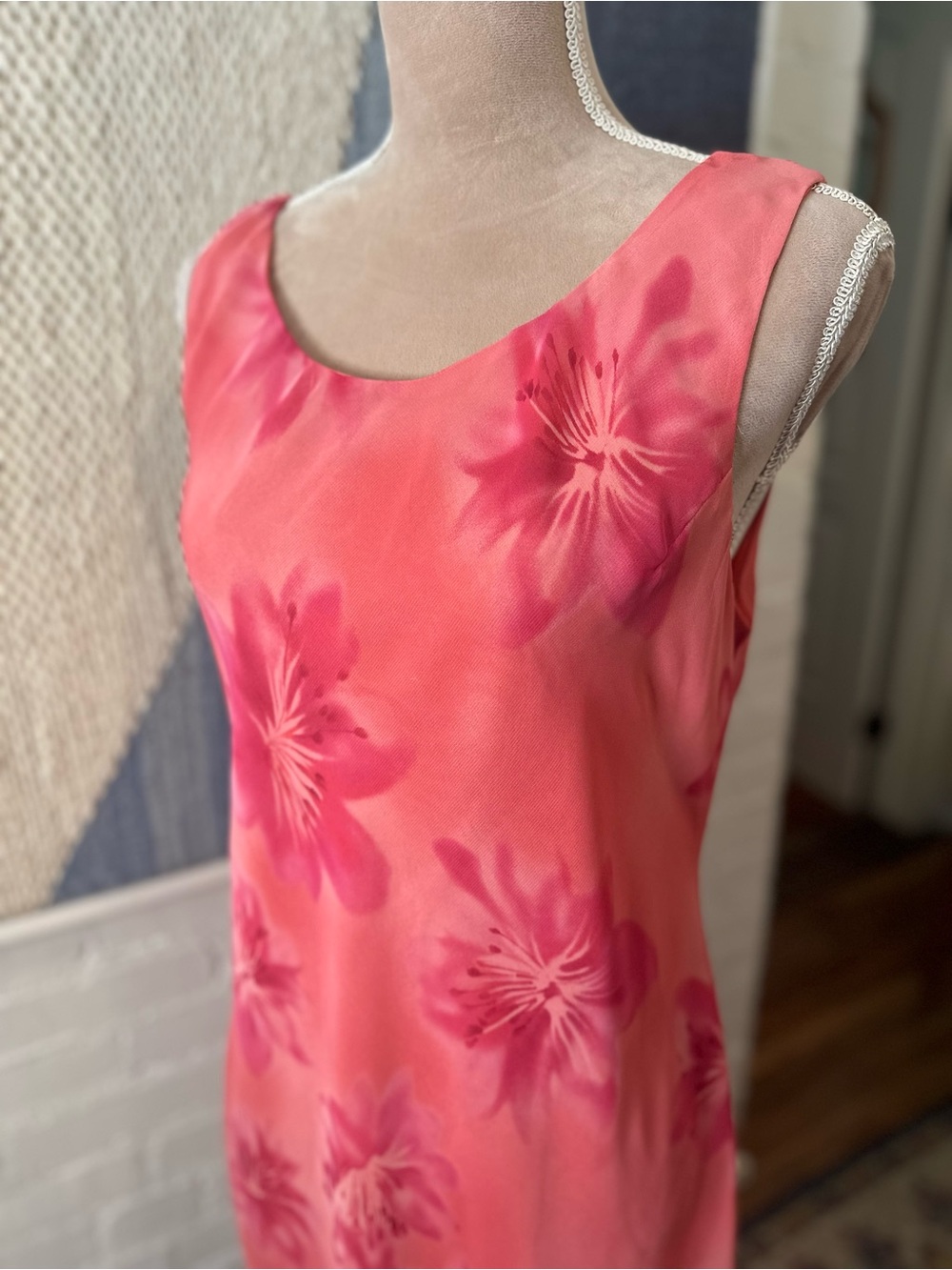 Studio 1 Pink Hibiscus 90s Style Sleeveless Dress - Picture 6 of 14